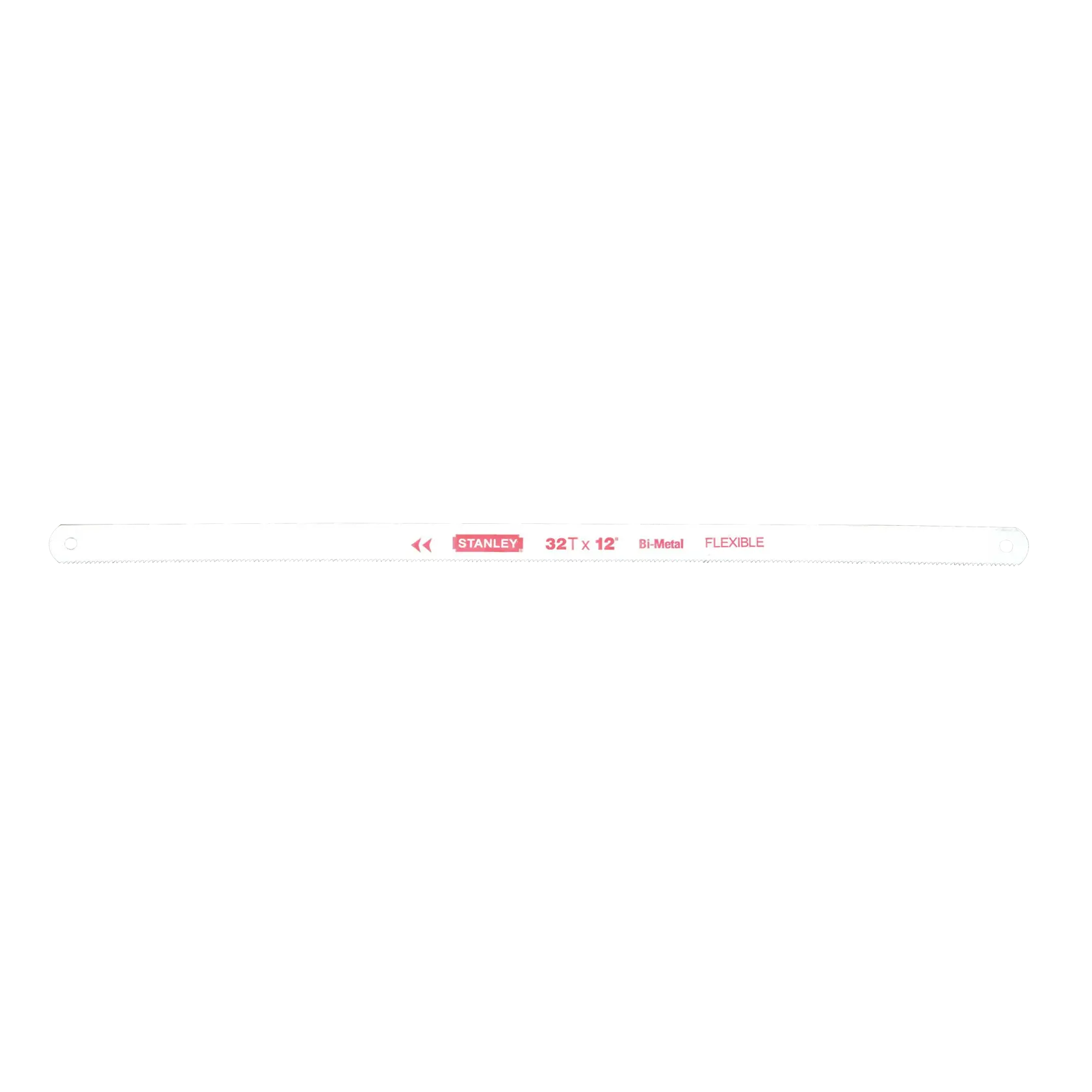 Stanley 12 inch bi-metal hacksaw blade with 32 teeth per inch, front view on white background