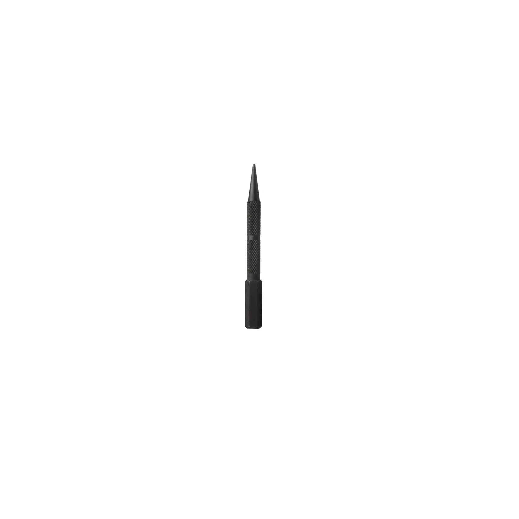 A metal automatic center punch tool with a knurled grip and pointed tip, shown against a white background.