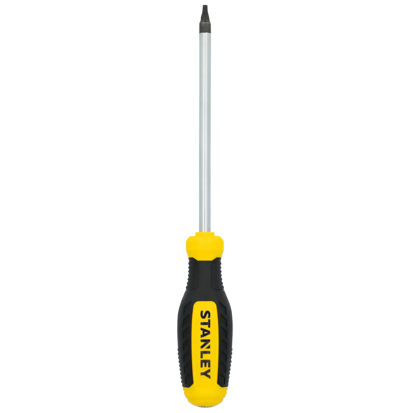 Photo of STANLEY STHT60813 Phillips screwdriver with yellow and black handle, front angle, white background.