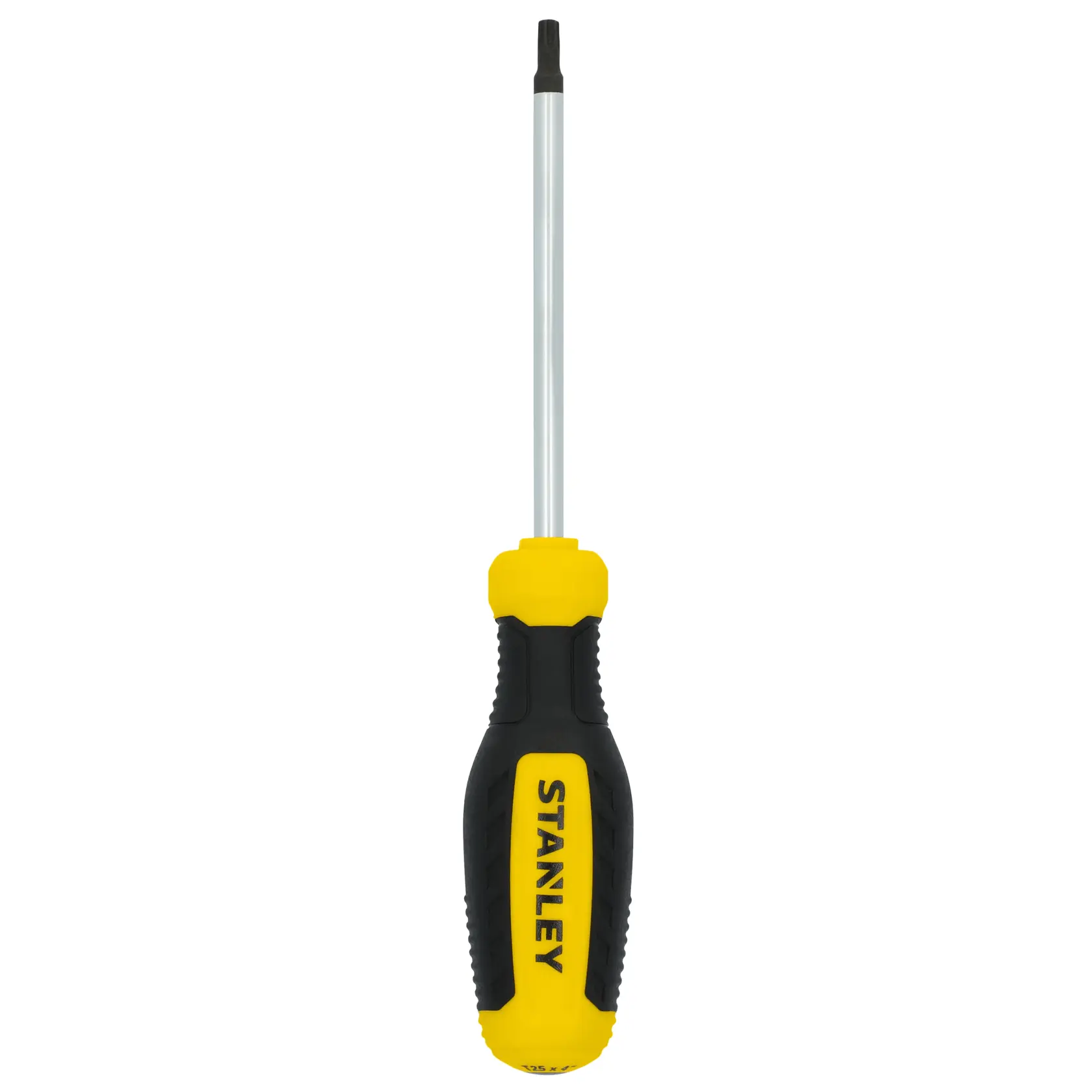 Photo of STANLEY STHT60817 screwdriver with yellow and black handle, straight-on angle, white background.