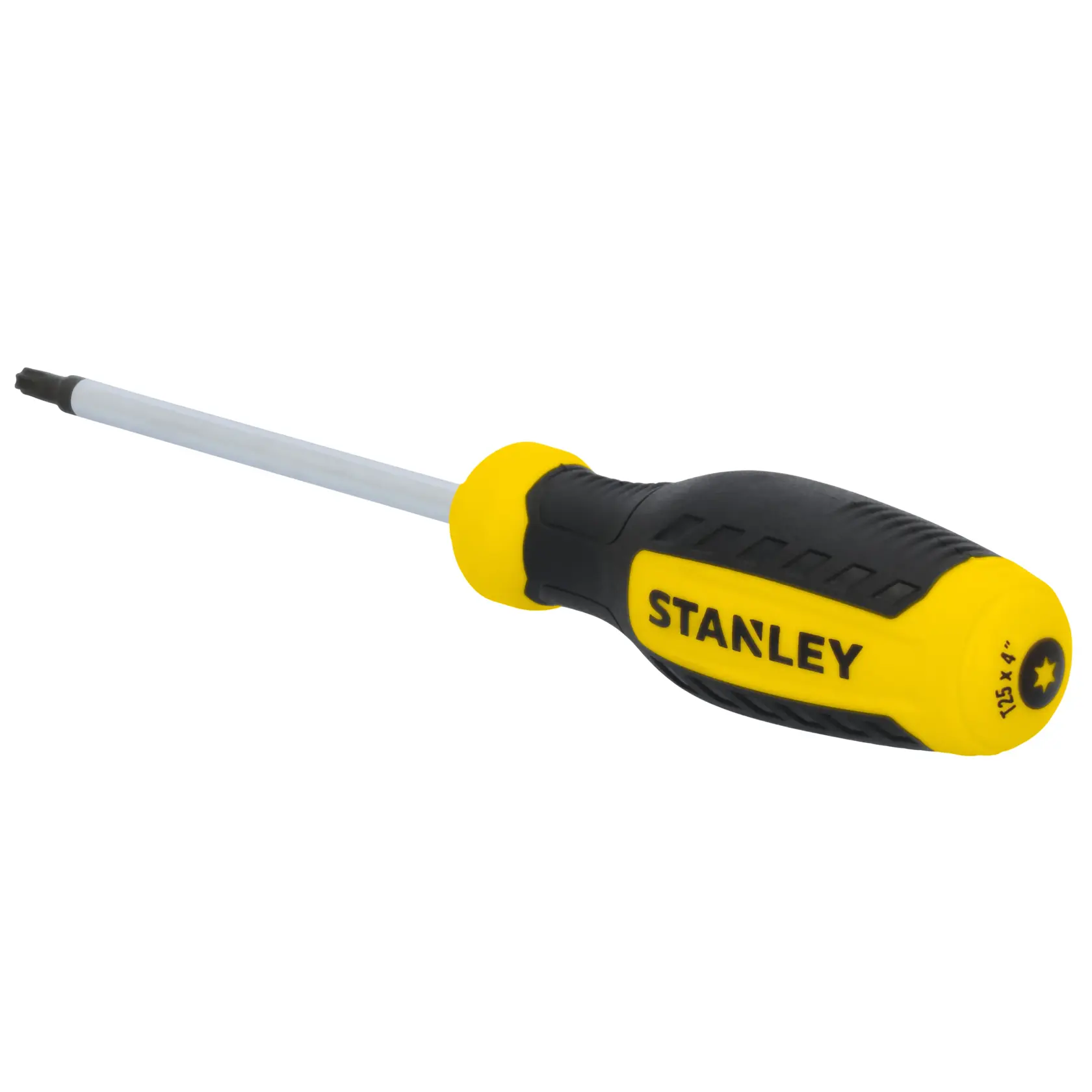 STANLEY STHT60817 screwdriver with yellow and black handle, angled view on white background.