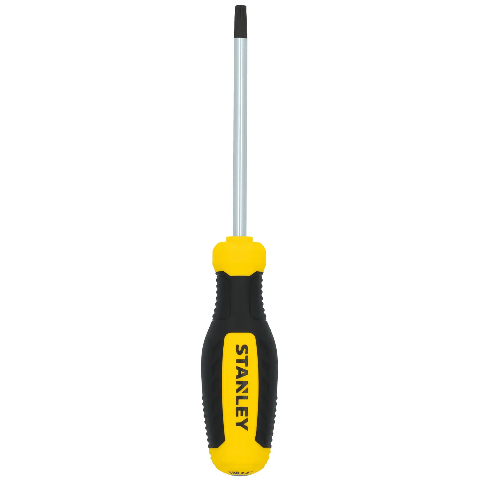 STANLEY STHT60818 screwdriver with yellow and black handle, photographed from the front on white background.
