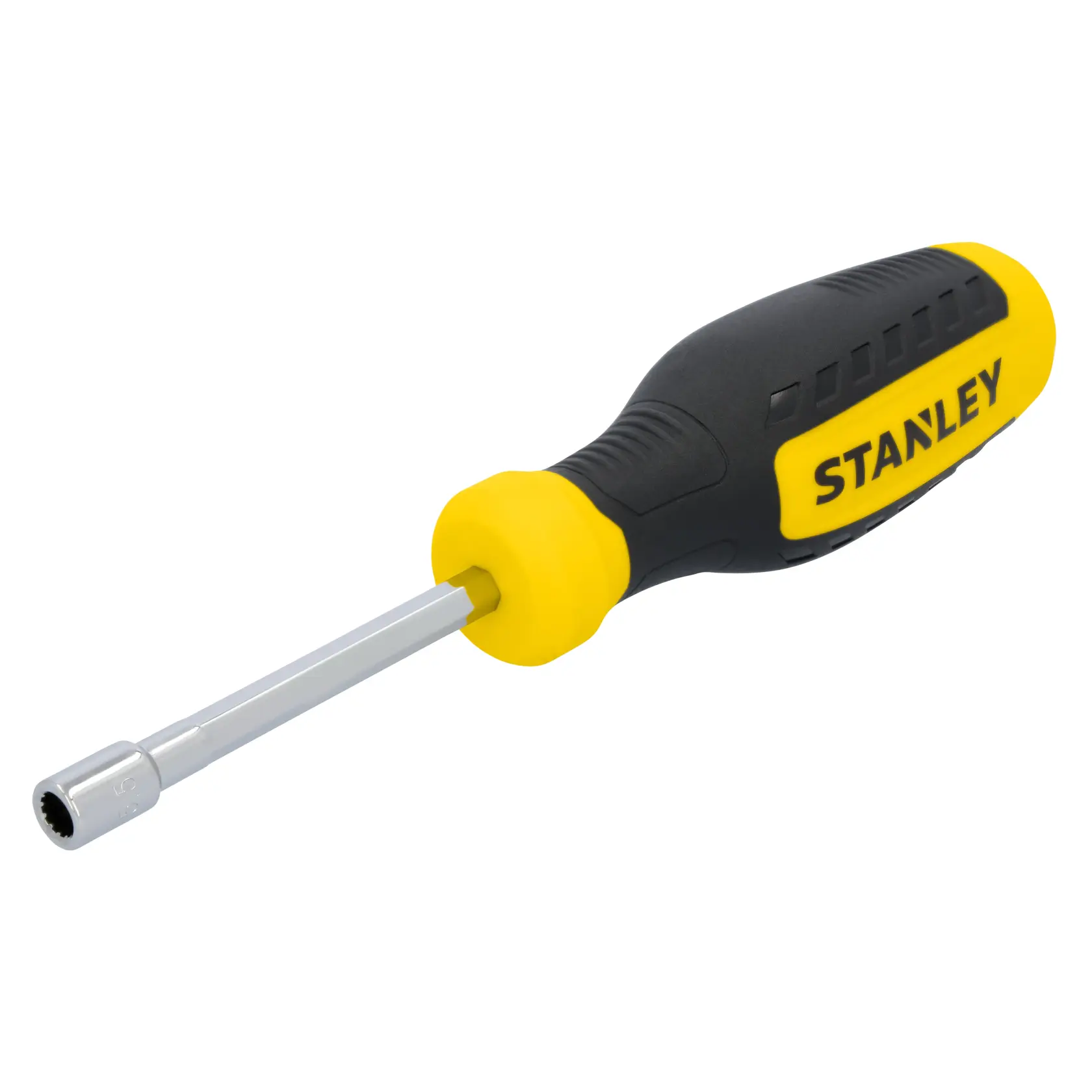 STANLEY STHT60829 nut driver with yellow and black ergonomic handle, product photography on white background.